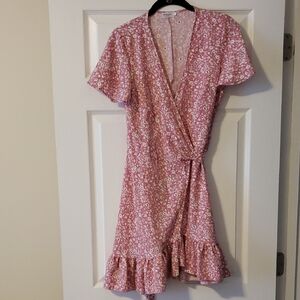 Floral Pink Wrap Dress